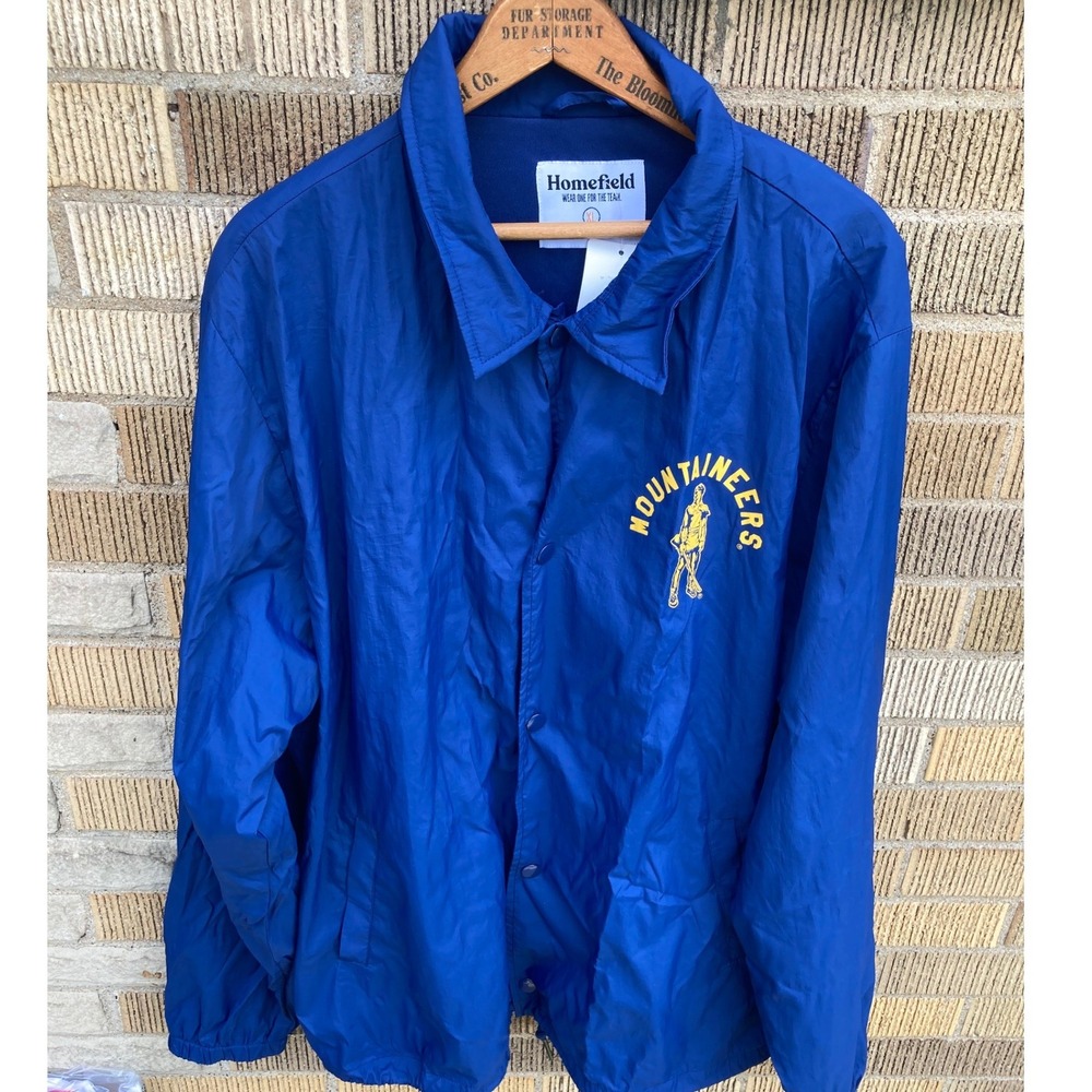 Homefield West Virginia Mountaineers Windbreaker Coaches Jacket Blue Mens XL WVU